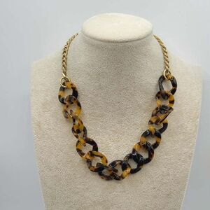 J Crew Faux Tortoise Gold Tone Link Neckalce
